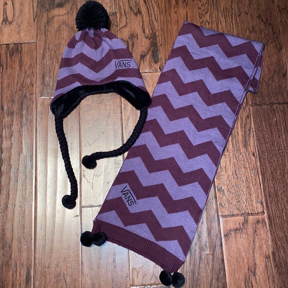 Vans purple scarf and beanie. 2 piece. Never worn